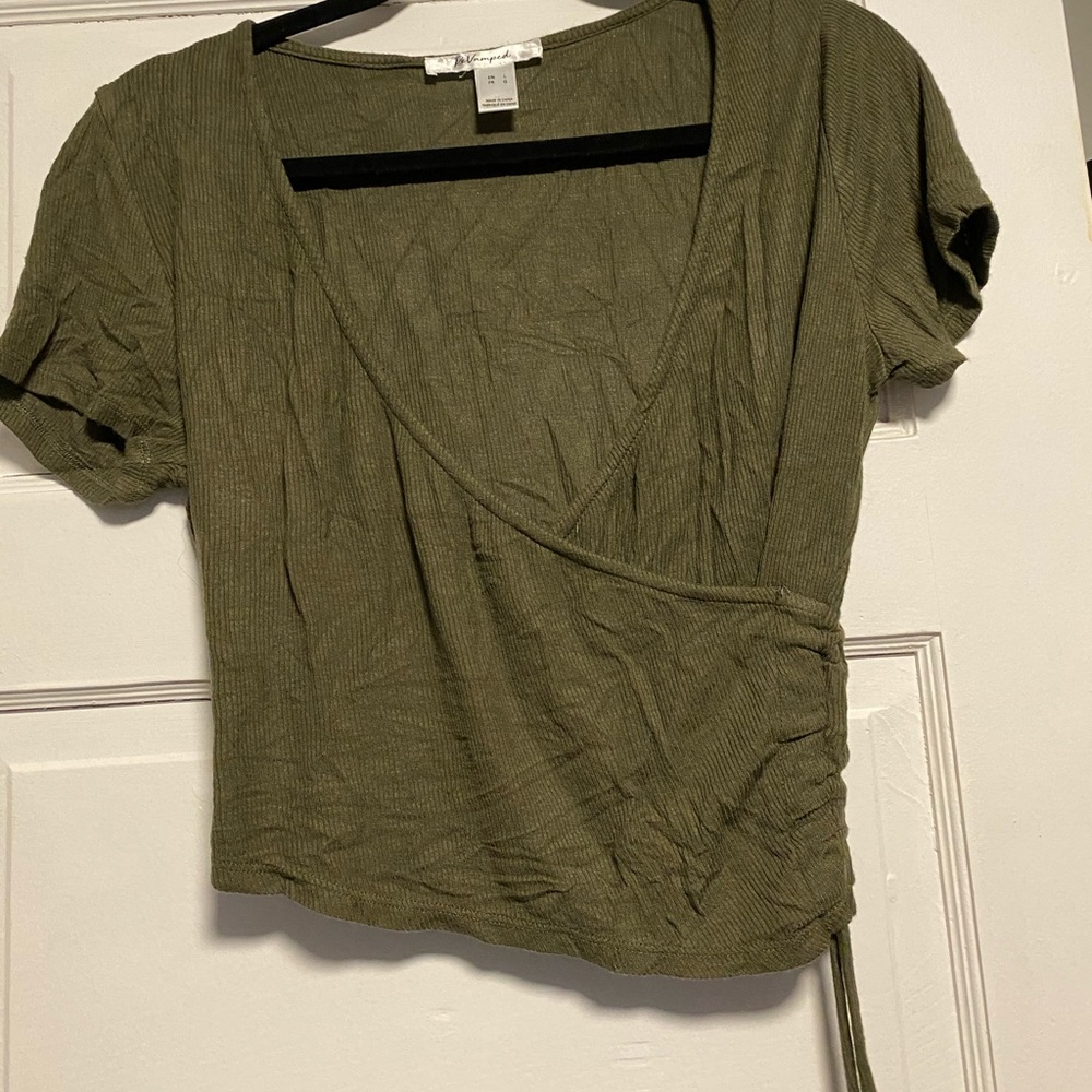 SOLD Ruched side wrap shirt